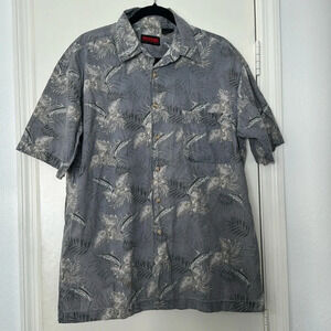 Men's Wolverine Marline Button Down Hawaiian Shirt Gray Size Large